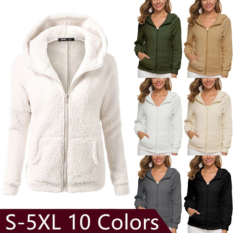 Зимние женские пальто, худи, куртка, женская одежда, одноцветная теплая плюшевая Женская куртка, худи на молнии, меховое пальто для женщин, большие размеры