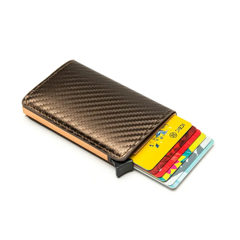 

ZOVYVOL Carbon Fiber Protector Credit Card Holder Tarjetero Hombre RFID PU Leather Single Box Wallet Slim Card Case 2020 New