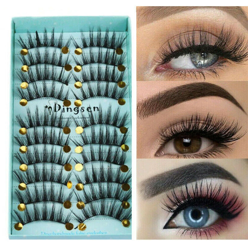 

10 Pairs Natural Eyelashes 3D Soft Faux Mink Hair False Eyelashes Crisscross Wispy Fluffy Fake Lashes Extension Eye Makeup Tools