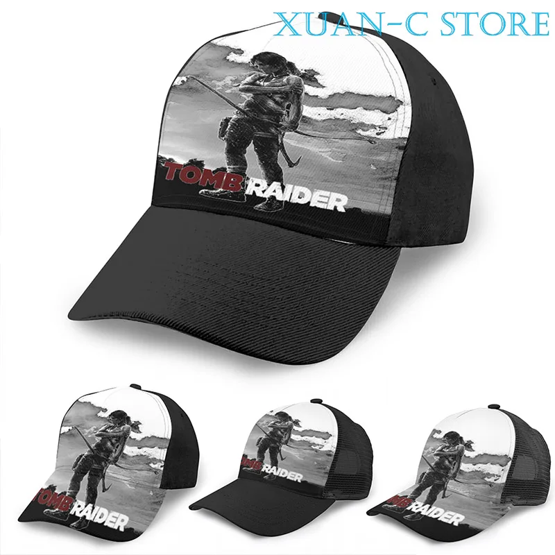 

Tomb Raider Grey Basketball Cap men women Fashion all over print black Unisex adult hat