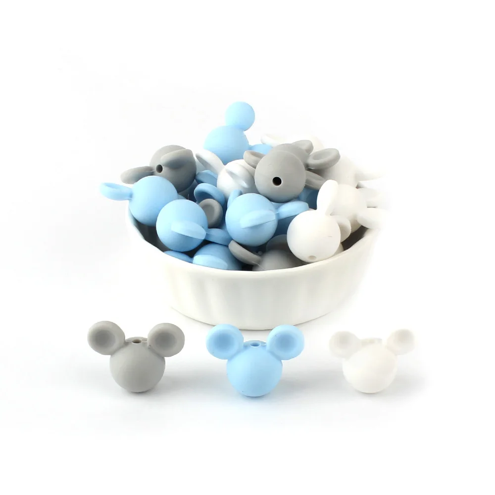 Mickey Beads Keep& Grow 3 шт. Мини мультфильм Силиконовые Бусины BPA Бесплатно Детские прорезывания зубов Соска с бусами цепи ожерелье аксессуары силиконовый Прорезыватель - Цвет: Mickey Beads