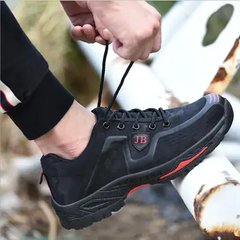 

JX58 Men's lace-up Breathable Steel Toe Safety Shoes with Puncture Proof Midsole Slip Resistance Light Weight Work Boots