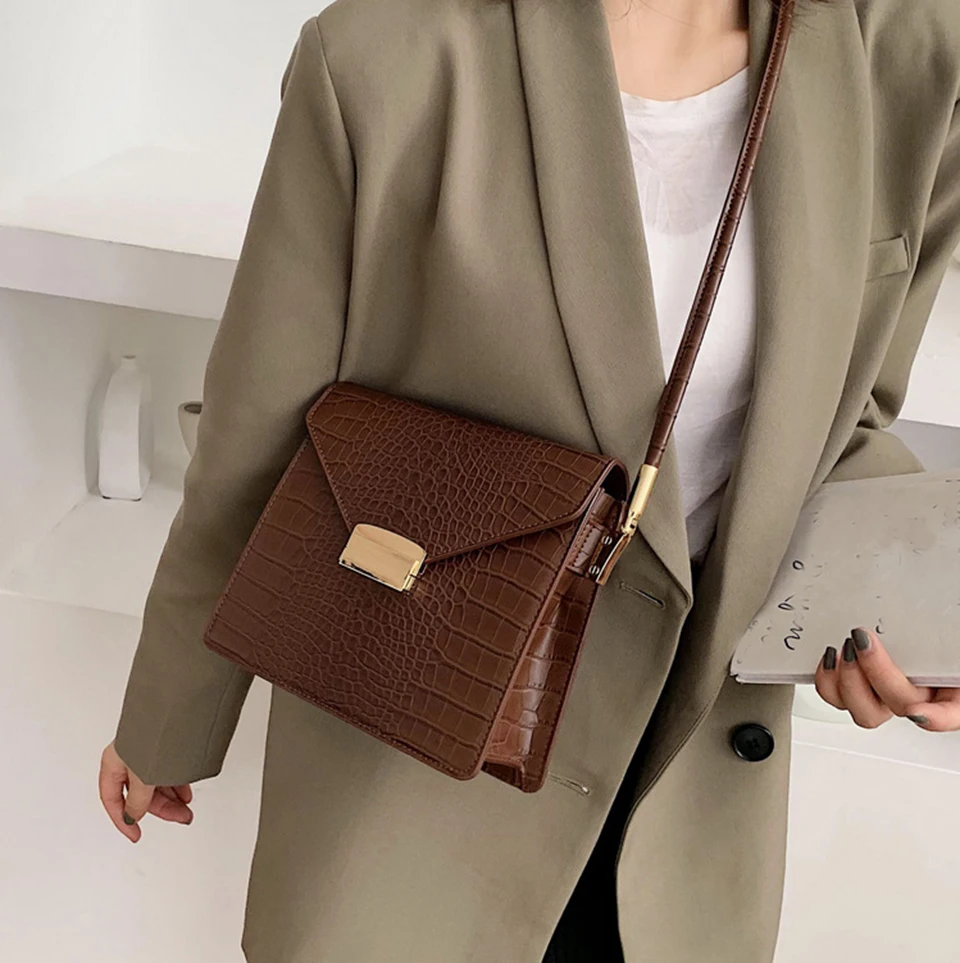 

Leather Shoulder Bag For Women 2019 Luxury Handbags Women Bags Designer Alligator Crossbody Bag Ladies Hand Bag Flap Bolso Mujer