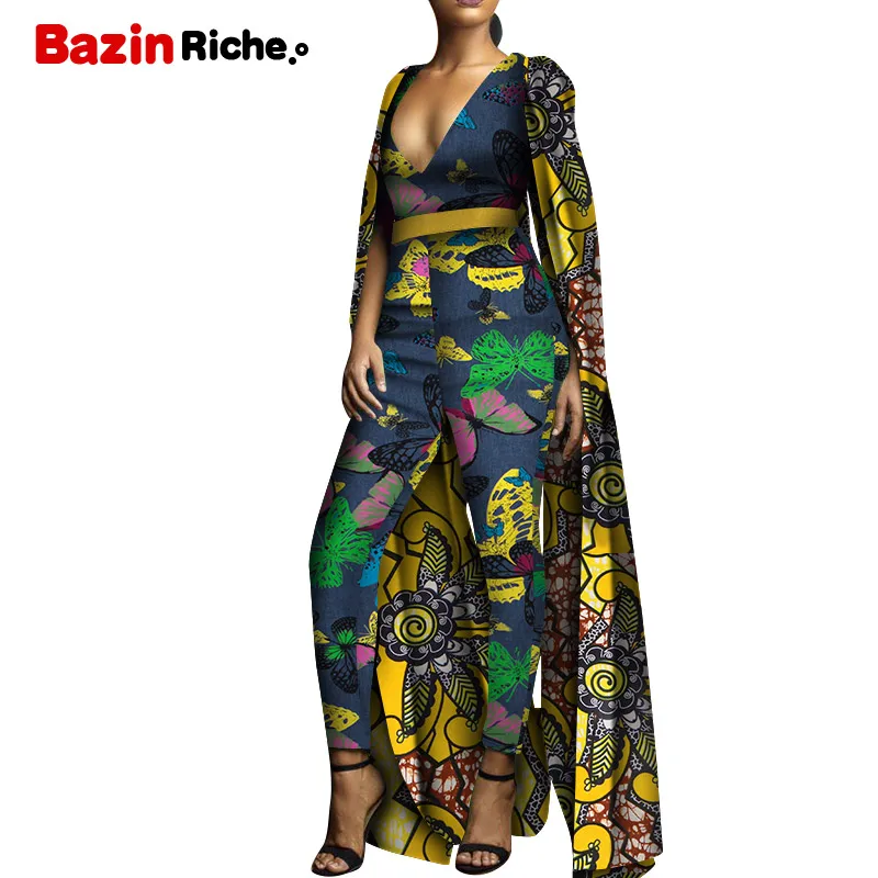 2019 Модные Новые африканские платья для женщин, модный Осенний комбинезон с принтом, Дашики Анкара, комбинезон, этническая африканская