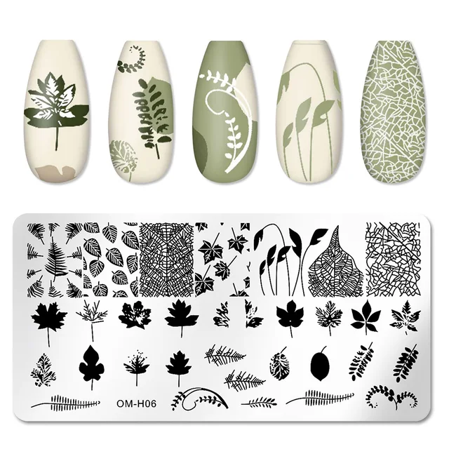 Nail Stickers Art Stamping Template Butterfly Leaves Floral Heart Stamp Plate Stencil Reusable Metal Manicure Nail Accessories M06