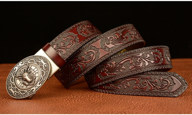 Classical Designer Sheep Head Bucke Belt Genuine Leather Belt for Men mens designer belts