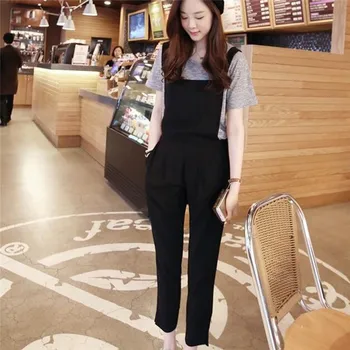 

Women Length Jumpsuits Fashion Cotton Blend Solid Color Overalls Ankle Jumpsuits Casual Split Pants With Pockets Long Trousers