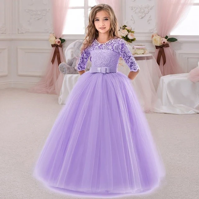 

4-14Years Summer White Bridesmaid Girl Party Dress Wedding Dress Kids Dresses For Girls Children Clothing Princess Dress