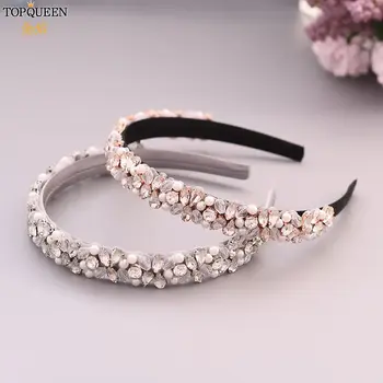 

TOPQUEEN S387-FG Luxury Rhinestone Wedding Headband Stunning Crystal Hair Jewelry Bridal Hair Tiara Baroque Headbands Headwear