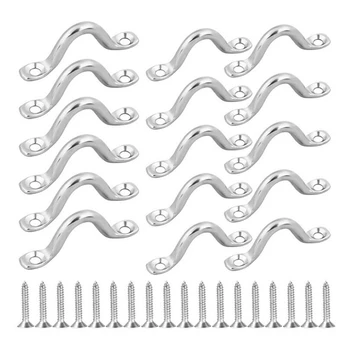 

Stainless Steel Pad Eye Straps for Bimini Boat Top with 32 Pcs Screws Kayak Deck Loops Tie Down Strap Bracket