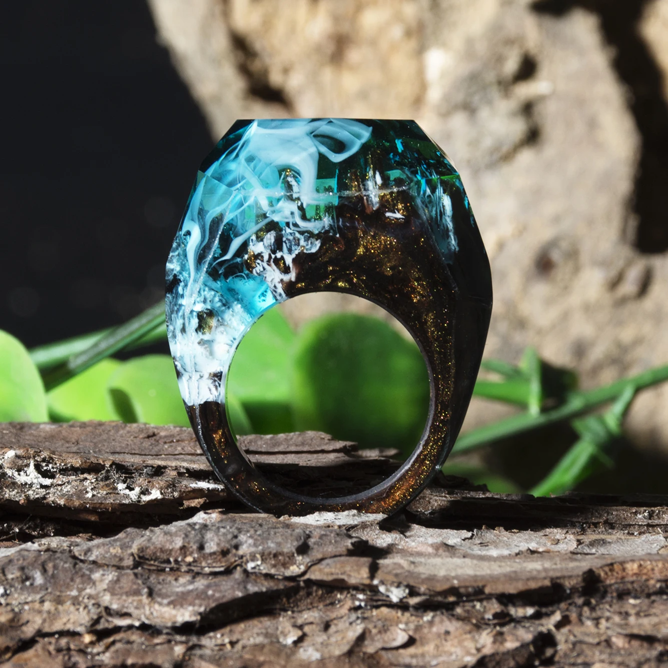 Anillo de con flores secas mujer, joyería epoxi The Secret Of The Magical World In A Tiny Landscape, anillo brillante en la oscuridad, regalo _ - AliExpress Mobile