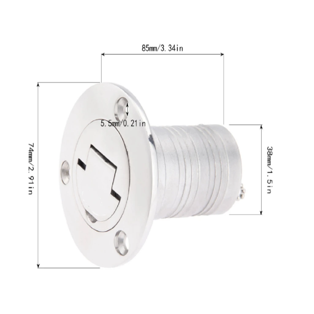 Boat Fuel Tank Deck Fill/Filler Cap Keyness - 1-1/2 inch Oil Marine 316 Stainless Steel Hardware for Yacht Caravan RV