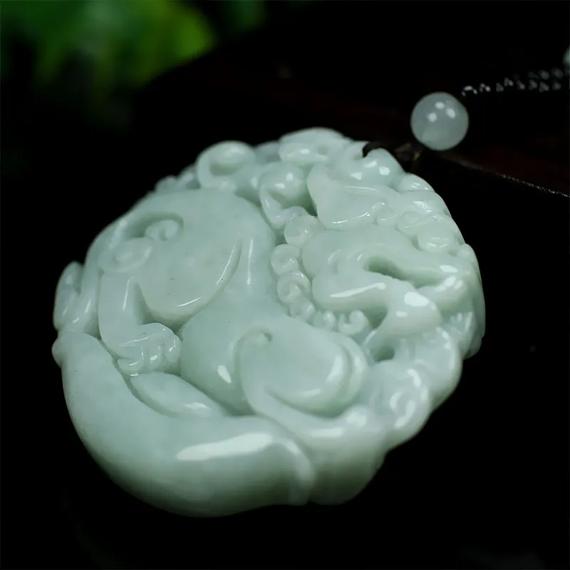 Натуральный Jadeite транспорт Zhulutong мужчины мать и сын бритвы нефрит Peiyu бренд нефрит кулон