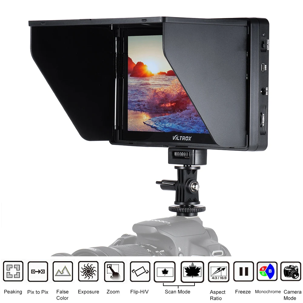VILTROX DC-70HD " монитор камеры 1920*1200 HD TFT ЖК-монитор HDMI вход выход AV вход для Canon Nikon sony DSLR видеокамеры