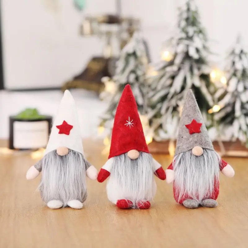

Nordic Christmas Long Beard Standing Plush Gnome Doll Decoration Swedish Santa Nisse Elf Figurine Home Ornaments Adornos Navidad