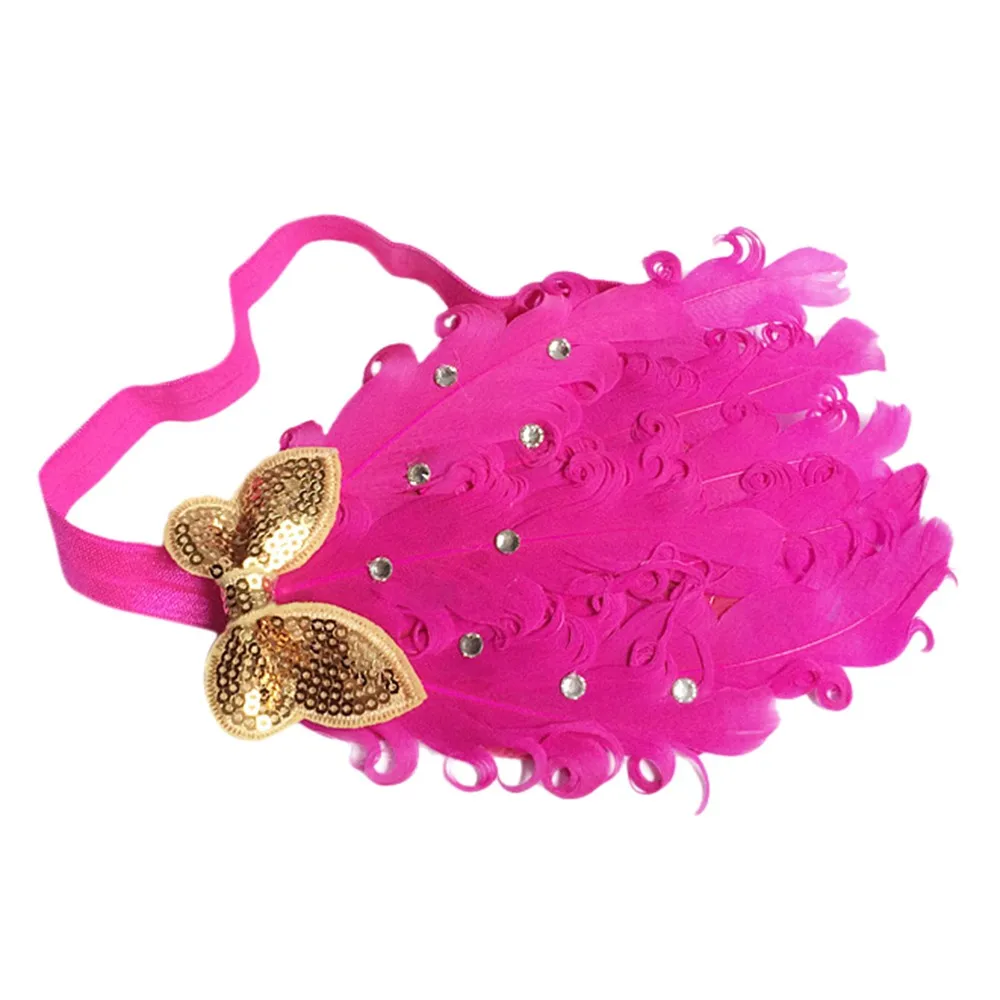 Baby Girls Newborn Headwear Baby flower bow feather headband feather baby headband girl hairbands bow hair Headbands