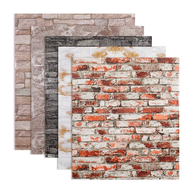 10pcs 3D Brick Wall Sticker DIY Wallpaper for Living Room Bedroom TV Wall Waterproof Self-Adhesive Foam Plastic Stickers wall stickers