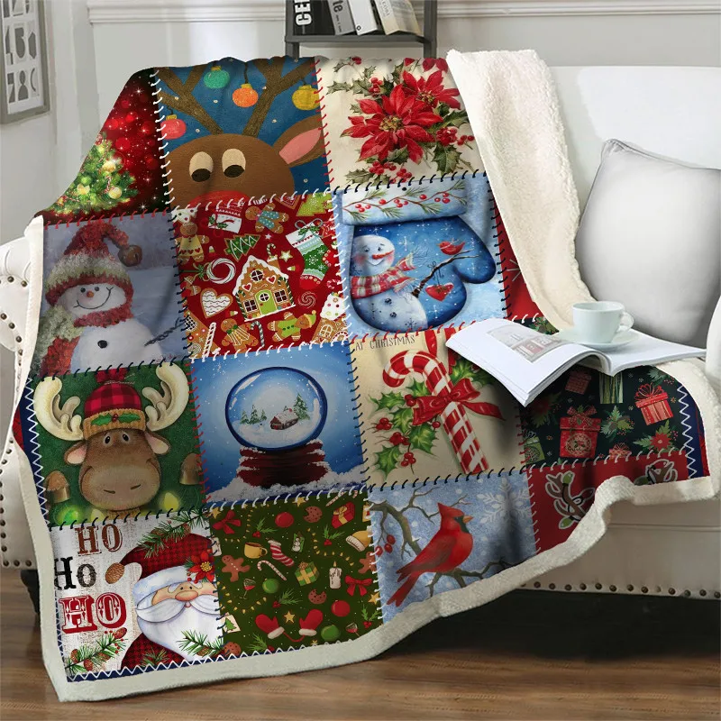 

Gorgeous Merry Christmas 3D Print Sherpa Blankets Keep Warm Bedding Throw Blanket Home textiles New Year Gifts Weighted Blanket