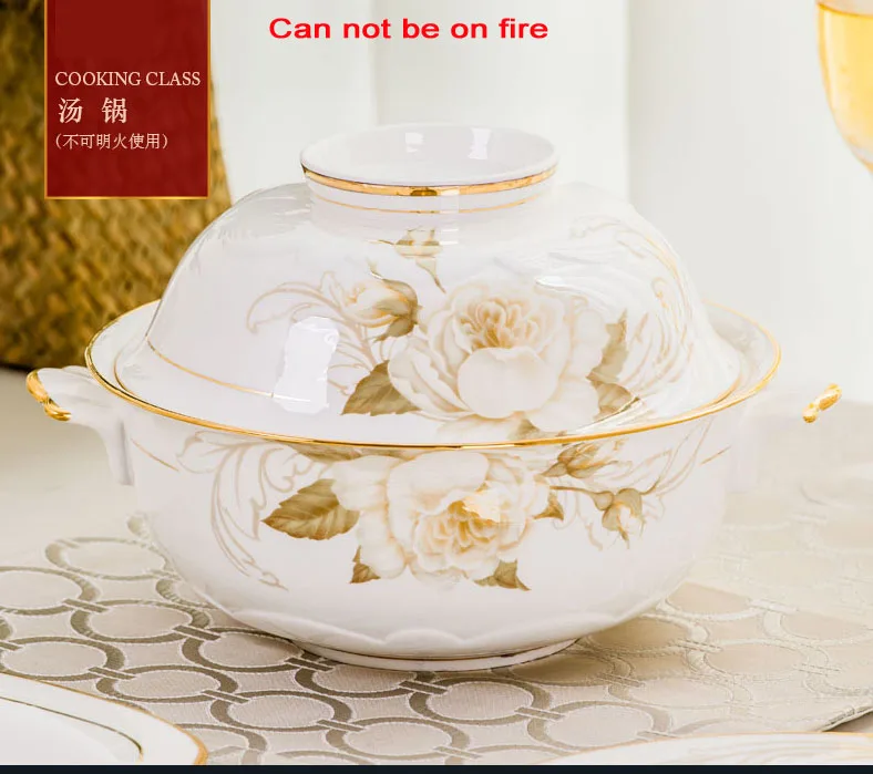 60 Heads jingdezhen ceramics chinese dishes dishes set Tableware Rice Bowl Soup Bowl Salad Noodles Bowl Plate Dinnerware Sets