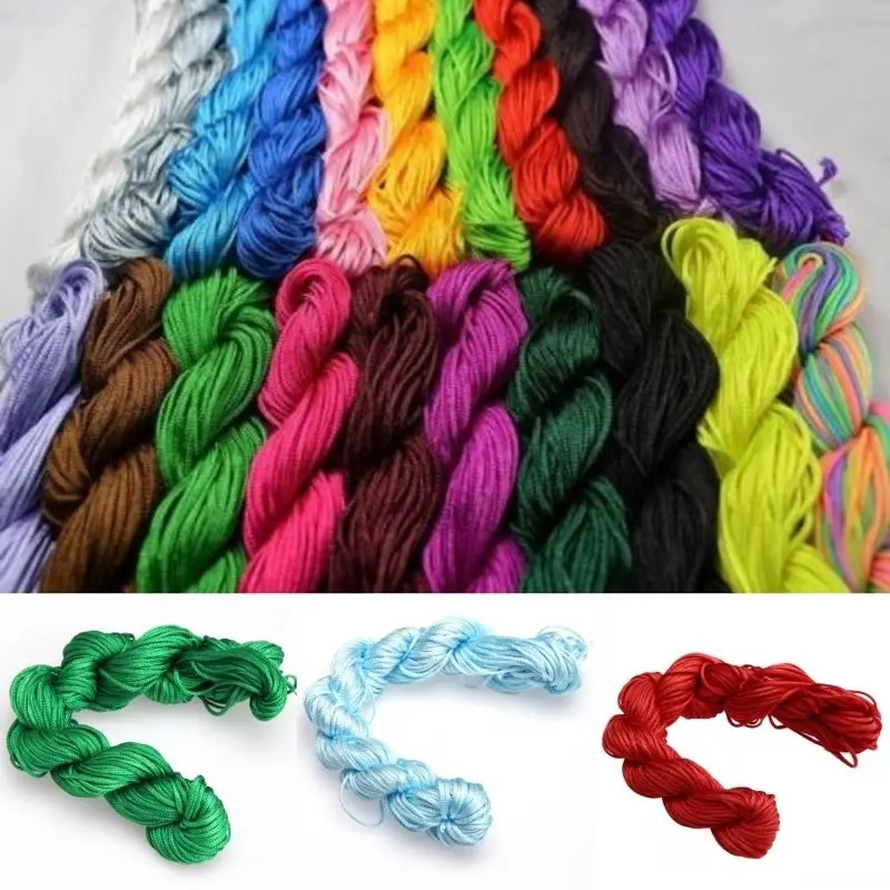 

13 27 M Nylon Cord Thread Chinese Knot Macrame Shamballa Bracelet String 1mm 2mm