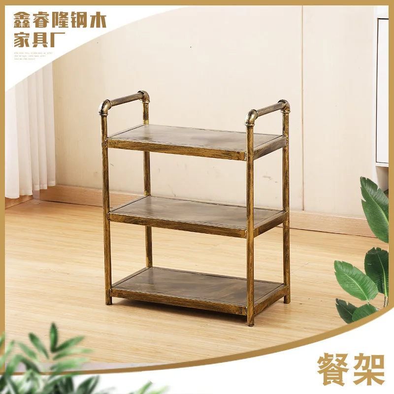 

Retro Iron Art Three-Layer Hotpot Restaurant Hotel Restaurant Multi-Layer Dish Rack Vegetable Rack Kitchen Shelf Custom