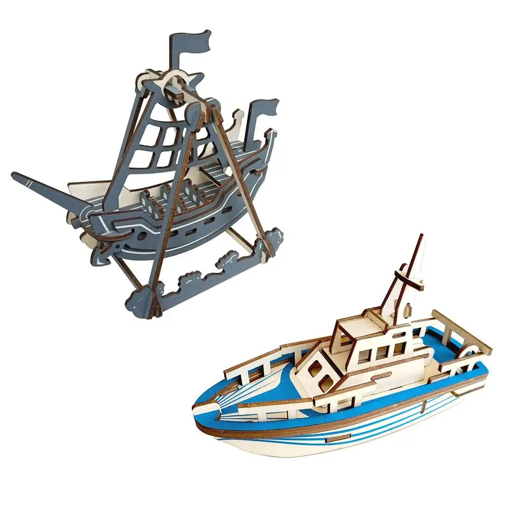 

2Pcs RCtown Assembling Building Kits Ship Model Wooden Sailboat Toys Harvey Sailing Model Assembled Wooden Kit