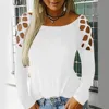 Women Sexy Top Hollow Out Long Sleeve Sequins Shirt Tops Female Shirt Top Spring Cropped Tops Fashion Summer Clothes
