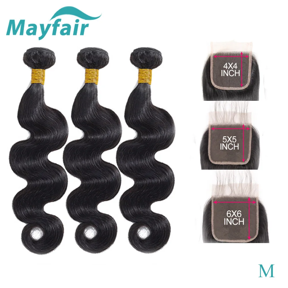 

Body Wave Bundles With Closure 5x5 Closure With Bundles Human Hair Bundles With Closure Non-Remy MayfairM Brazilian Hair Bundles