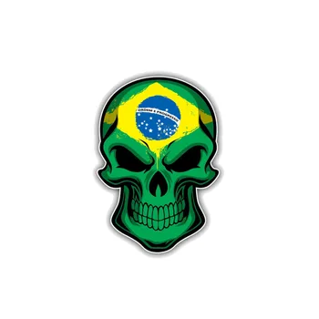 

PLAY COOL Car Sticker Creative Reflective Brazil Flag Skull Auto Motorcycles Exterior Accessories PVC Waterproof Sunscreen Decal