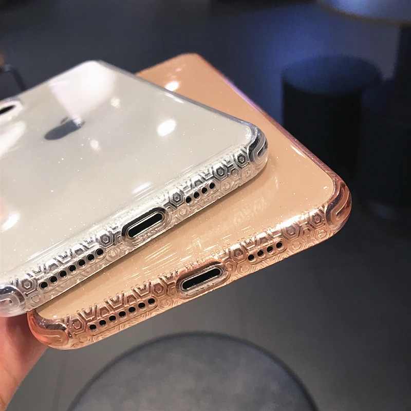 Блестящий противоударный чехол для телефона iPhone 11 11Pro Max XR X XS Max 8 7 6 6S Plus, мягкий прозрачный чехол из ТПУ