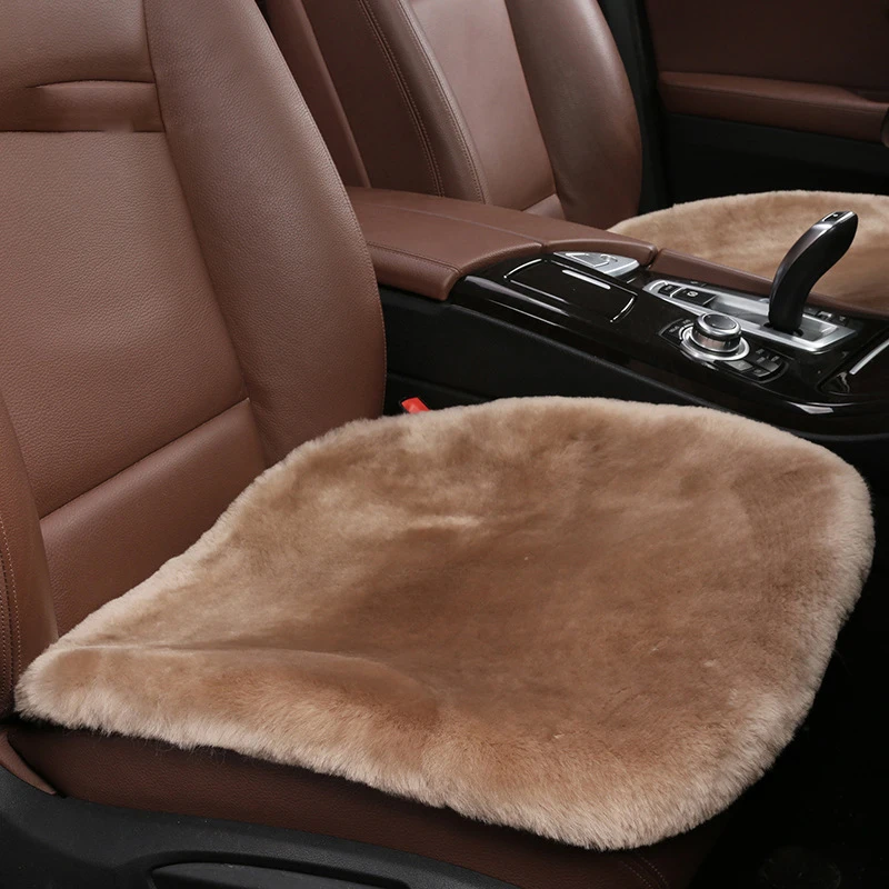 

Winter Warm Australian Pure Wool Car Front Seat Cushion Universal Plush Car Interior Fashion Small Square Protection Pad Cover