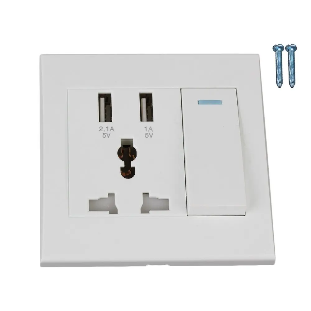 AC110-250V 2 USB порт розетка зарядное устройство и переключатель управления и 5 отверстий AC штепсельная розетка панель выходных пластин