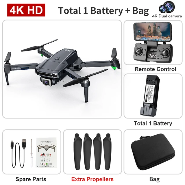 L800 4K PRO GPS Camera Drone 2-Axis Gimbal Brushless RC Quadcopter 5G Wifi 1.2km 25mins Flight HD Camera Drone Helicopter CE
