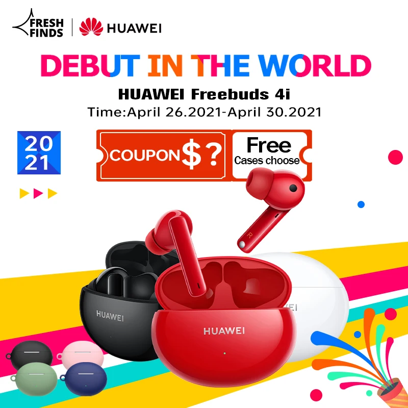 DEBUT Global Huawei FreeBuds 4i 4 i Wireless Headphone Active Noise Call Reduction Bluetooth 5.2 Earphones Long Battery Life