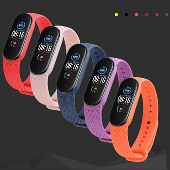 

3D Strap for Xiaomi Mi band 5 Replaceable Bracelet Mi band 5 Sports Wristband Breathable Bracelet for Miband 5 Soft Silicone