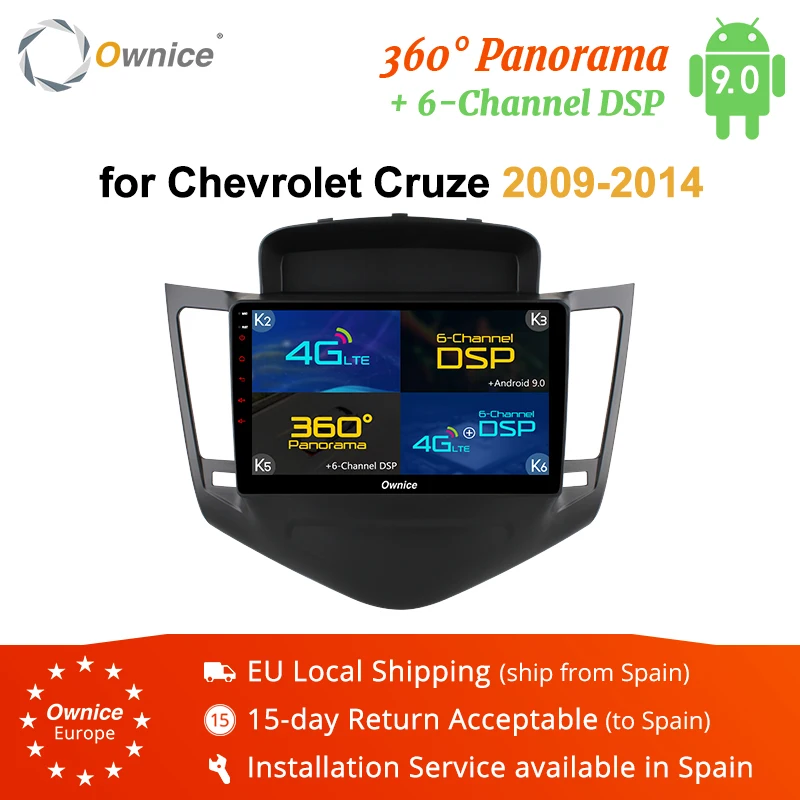 Sale Ownice K1 K2 K3 K5 K6 2din 9 INCH Android 8.1 car dvd gps for Chevrolet Cruze 2009 - 2014 Octa Core 4G LTE 360 panorama DSP 0