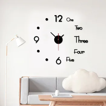 

Modern Wall Clock Sticker Acrylic Silent Digital Big 3D DIY Self Adhesive Wall Clock Modern Design For Living Room Home Decor