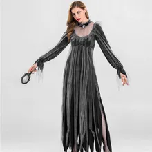 Женский костюм для косплея на Хэллоуин винтажное платье ведьмы с длинными рукавами черное платье вампира Фэнтези вечерние платья для сестры