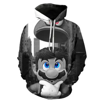 

2019 Autumn New Fashion 3d Hoodies Cartoon Super Mario 3D print Hooded Sweatshirt Funny Chocobo Arcade Style Casual Pullovers