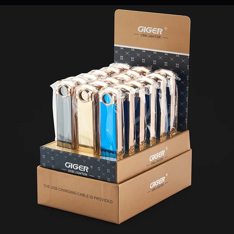 Ultra Thin USB Plasma Lighter Cycle Rechargeable Electronic Induction Heating Wire Tungsten Lighter Metal Cigarette Windproof