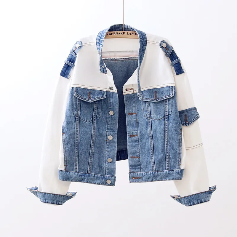 

2019 early autumn new casual stand collar small short denim jacket