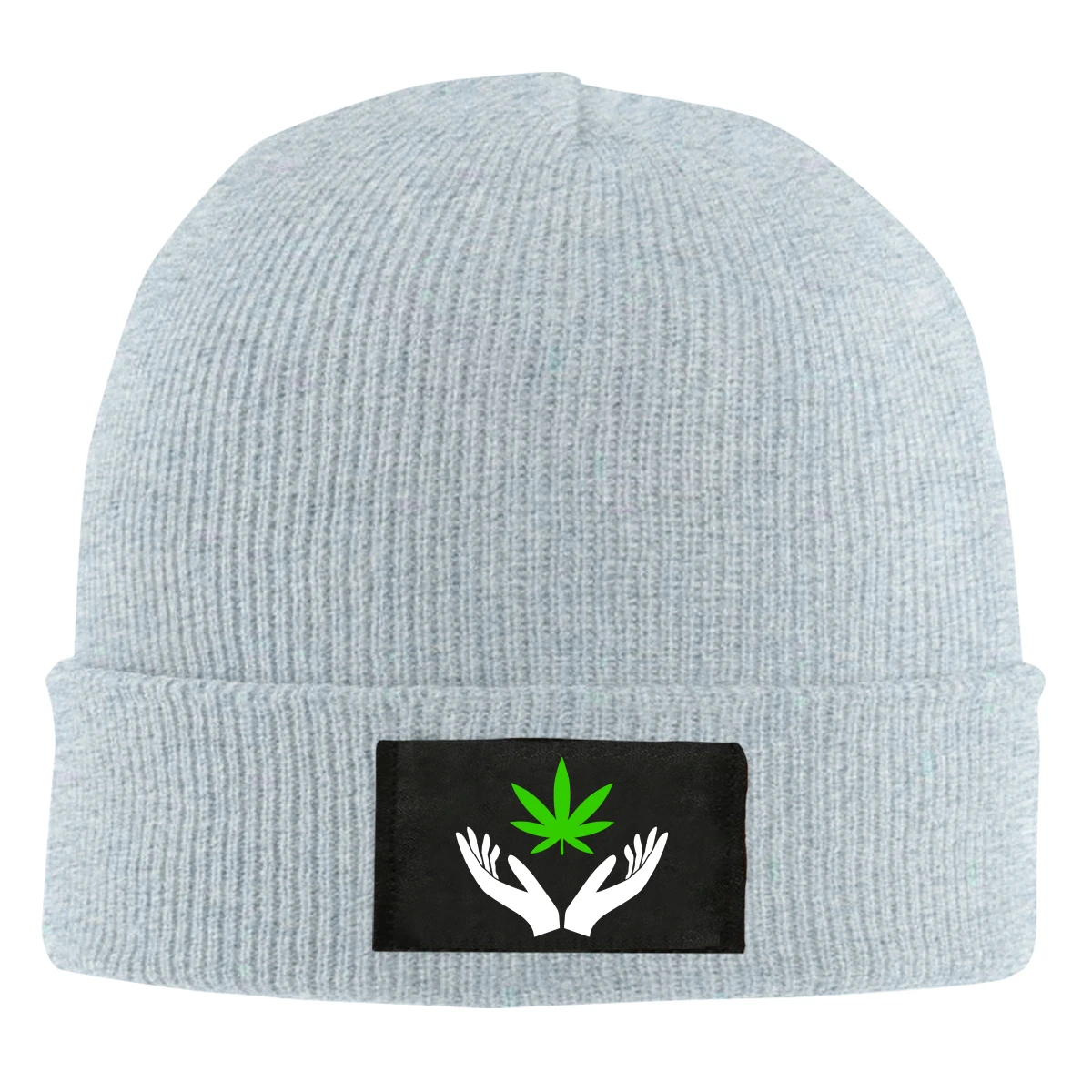 Трава руки держа лист черный Beanie мужской женский зимний теплый для катания на лыжах Череп Кепка вязаная шапка