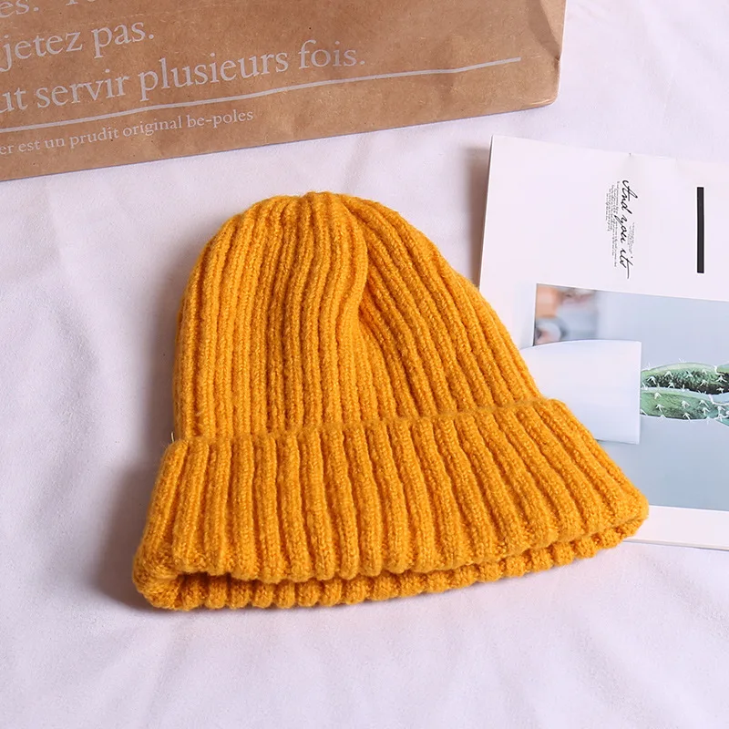 Fashion winter hat mohair male lady curling knit hat outdoor travel Unisex windproof warm wool knit hat - Цвет: Цвет: желтый