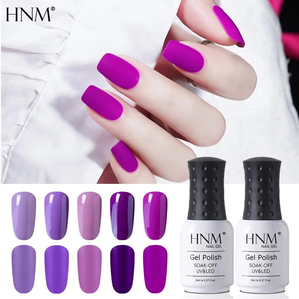 HNM Blue Purple Matte Effect Gel Nail Polish Need Matt Top Coat Base Semi Permanent UV LED Lamp Hybrid Varnishes Lacquer Gellak