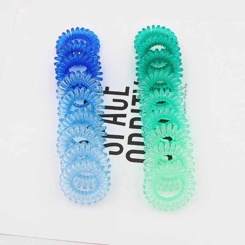 9pcs Colorful Plastic Elastic Rubber Band Small Thansparent Spiral Cord Hair Tie Ponytail Holder Women Girls Styling Hair Gum claw hair clips