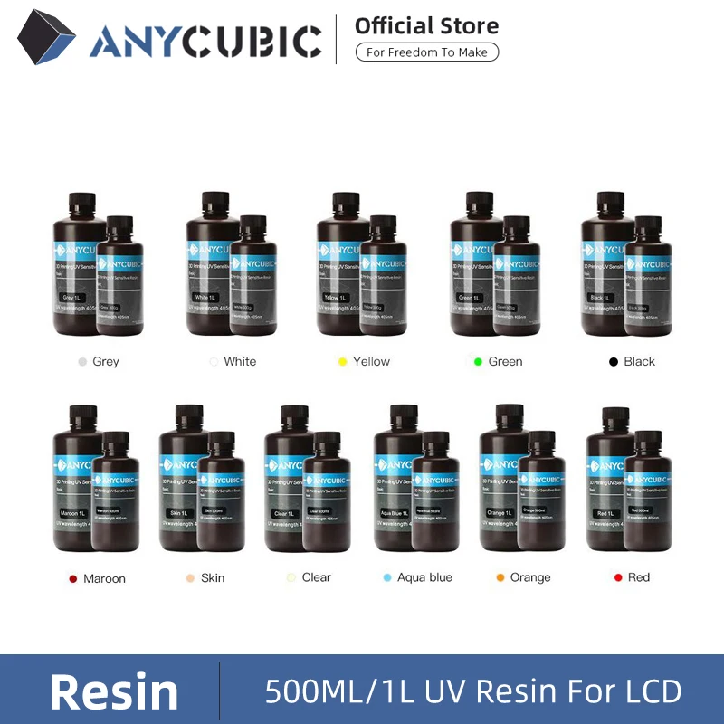 ANYCUBIC 500 г/1 кг жидкая Фотополимерная Смола 405nm УФ смола для ЖК дисплей 3D принтеры