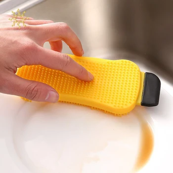 

3 In 1 Multifunction Silicone Sponge Bowl Cleaning Brush Scouring Pad Silicone Dish Sponge Kitchen Pot Cleaner Washing Tool K802