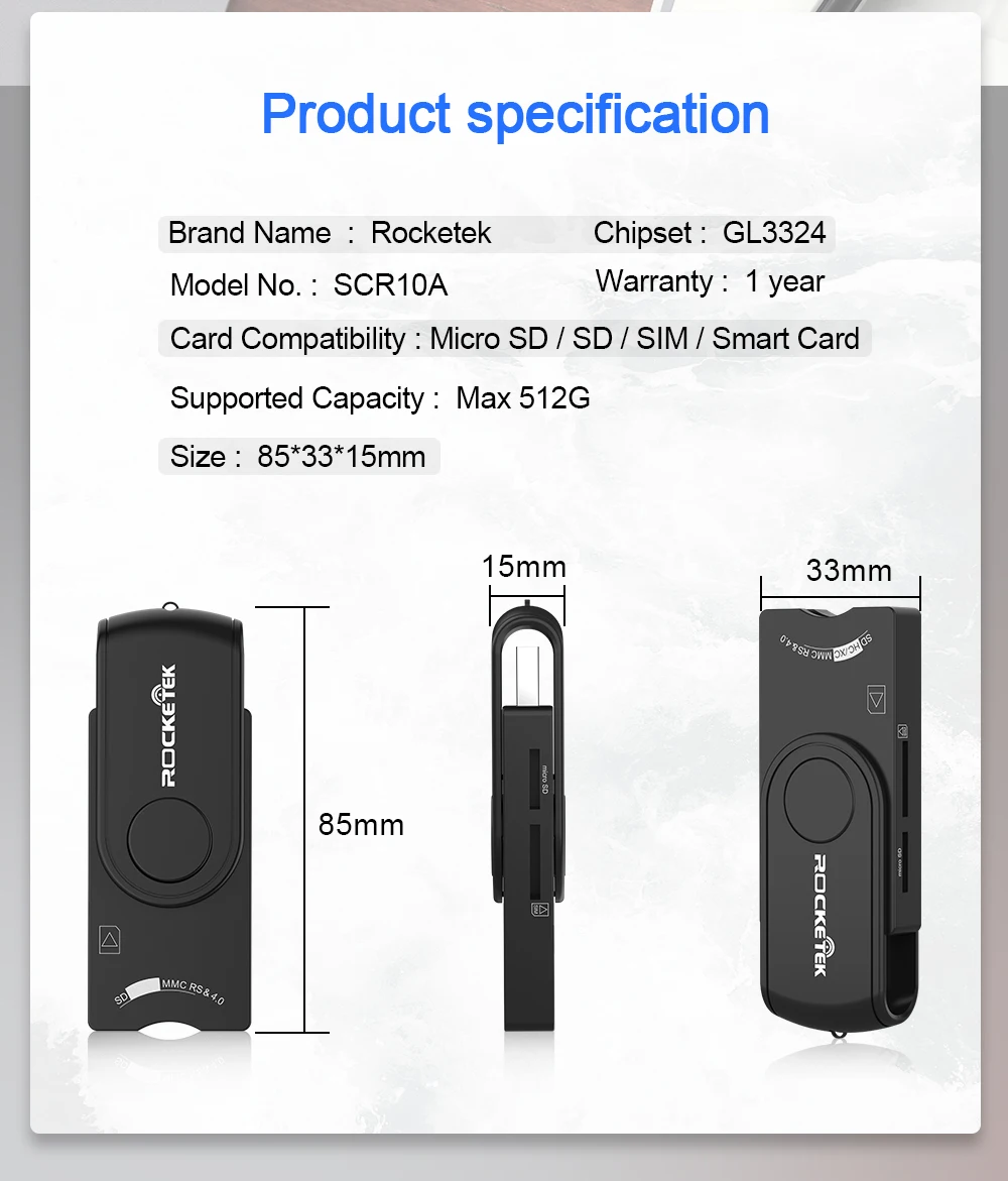 Rocketek USB 2,0 multi смарт-карт SD/TF MS M2 памяти micro SD, ID, банковские карты, sim cloner разъем адаптера компьютера pc