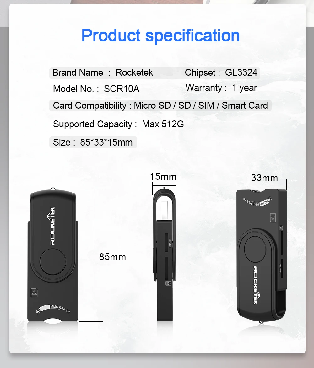 Rocketek USB 3,0 2,0 мульти смарт-кард-ридер SD/TF micro SD память, ID, банковские карты, sim cloner разъем адаптера компьютера ПК