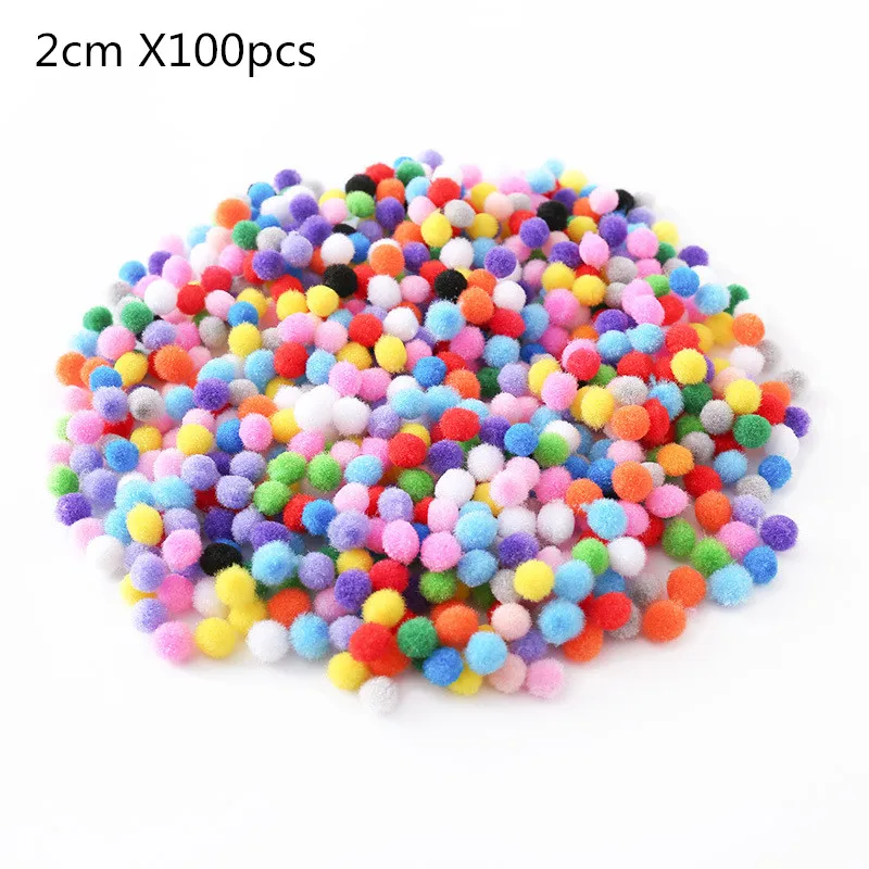 2x100pcs 500 шт 10 мм мягкие круглые пушистые Помпоны разноцветные DIY украшения 200 шт 1,5 см - Цвет: 2x100pcs